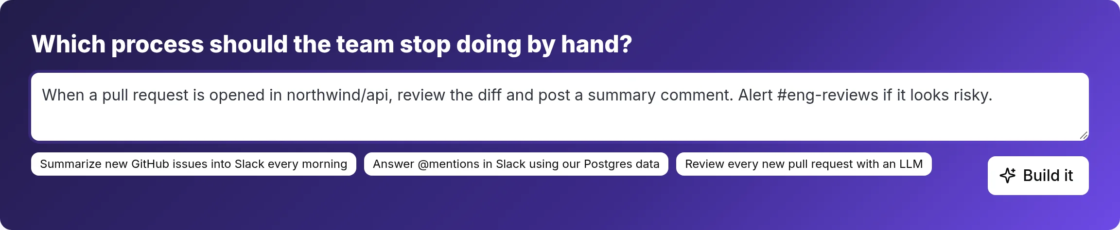 Describing a workflow in plain language